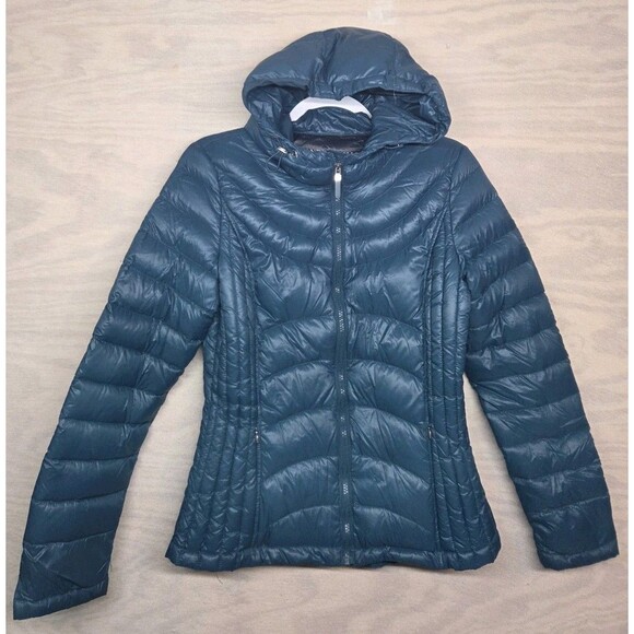 Andrew Marc Women's SZ S Puffer Jacket Packable Lightweight Premium Down Green - Picture 1 of 15